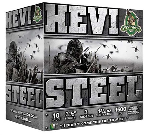 Picture of Hevishot 61003 Hevi-Steel Waterfowl 
10 Gauge 3.5" 1-3/4 OZ 3 Shot 25 Bx/ 10 CS