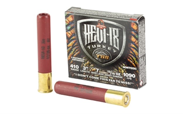 Picture of Hevishot(Environ Metal) Hevi 18 Tss Turkey Shotshell 410 Ga, 3", 13/16 Oz, #7, 1090 Fps, 5 Rnd 1007 816383001929