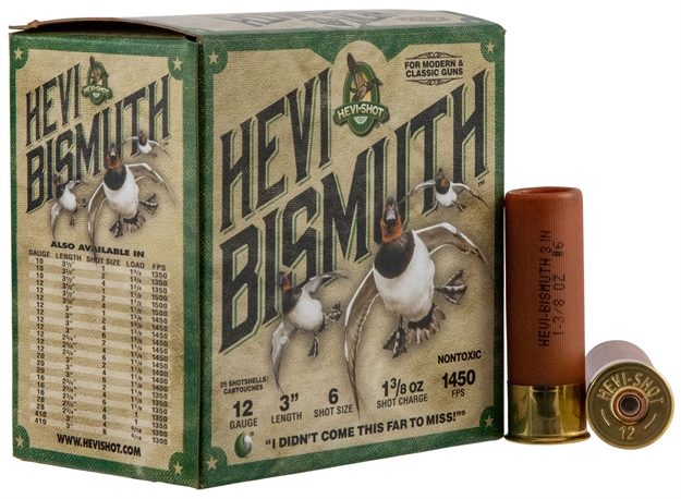 Picture of  Hevi-Shot Hs14006 Hevi-Bismuth  12Gauge 3" 1 3/8Oz Bismuth 6Shot 25 Per Box/10 Case 816383002223