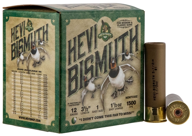 Picture of  Hevi-Shot Hs14501 Hevi-Bismuth  12Gauge 3.50" 1 1/2Oz Bismuth 1Shot 25 Per Box/10 Case
