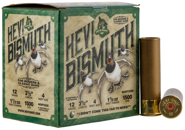 Picture of  Hevi-Shot Hs14504 Hevi-Bismuth  12Gauge 3.50" 1 1/2Oz Bismuth 4Shot 25 Per Box/10 Case