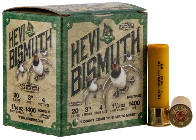Picture of  Hevi-Shot Hs17004 Hevi-Bismuth  20Gauge 3" 1 1/8Oz Bismuth 4Shot 25 Per Box/10 Case