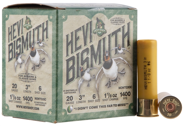 Picture of  Hevi-Shot Hs17006 Hevi-Bismuth  20Gauge 3" 1 1/8Oz Bismuth 6Shot 25 Per Box/10 Case