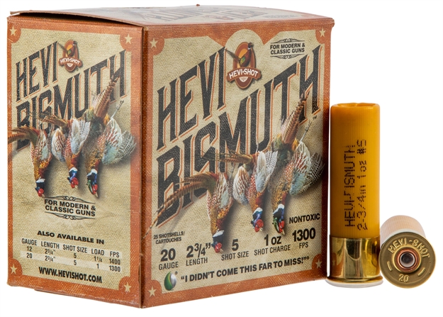 Picture of  Hevi-Shot Hs17715 Hevi-Bismuth Upland 20Gauge 2.75" 1Oz Bismuth 5Shot 25 Per Box/10 Case