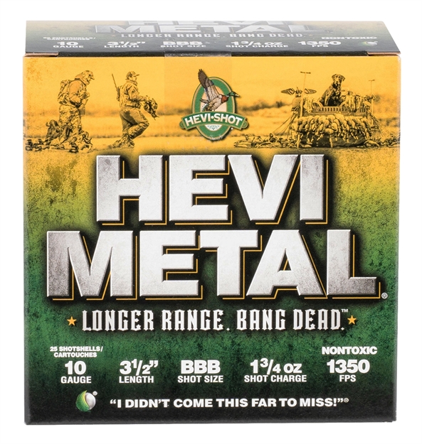 Picture of Hevishot 37508 Hevi-Metal Longer Range 10 Gauge 3.50" 1 3/4 OZ Bbb Shot 25 Bx/ 10 CS
