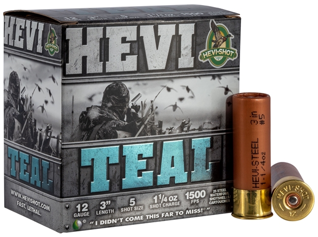 Picture of Hevishot 60005 Hevi-Teal 12 Gauge 
12 Gauge 3" 1-1/4 OZ 5 Shot 25 Bx/ 10 CS