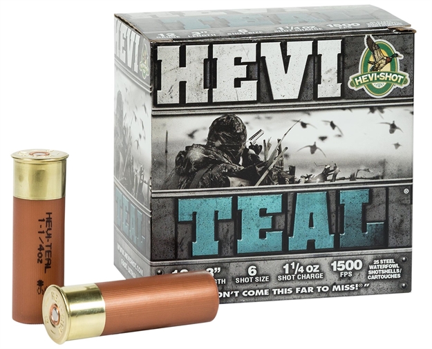 Picture of Hevishot Hevi-Teal Shotshell 12 Ga, 3 In, No. 6, 1-1/4Oz, 1500 Fps, 25 Rnd Per Box 60006 816383600061