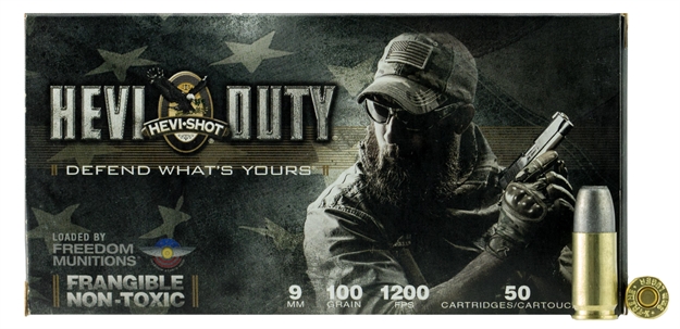 Picture of Hevishot 99009 Hevi-Duty 9Mm Luger 100 GR Non-Toxic Frangible 50 Bx/ 10 CS