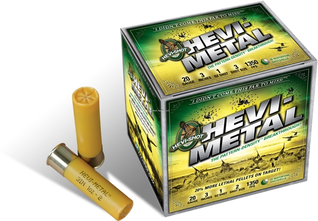 Picture of Hevishot Hevi-Metal Shotshell 20 Ga, 3 In, No. 3, 1 Oz, 1350 Fps, 25 Rnd Per Box