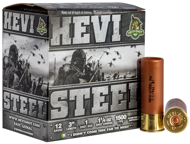 Picture of Hevishot Hevi-Steel Shotshell 12 Ga, 3 In, No. 1, 1-1/4Oz, 1500 Fps, 25 Rnd Per Box 60001 816383600016