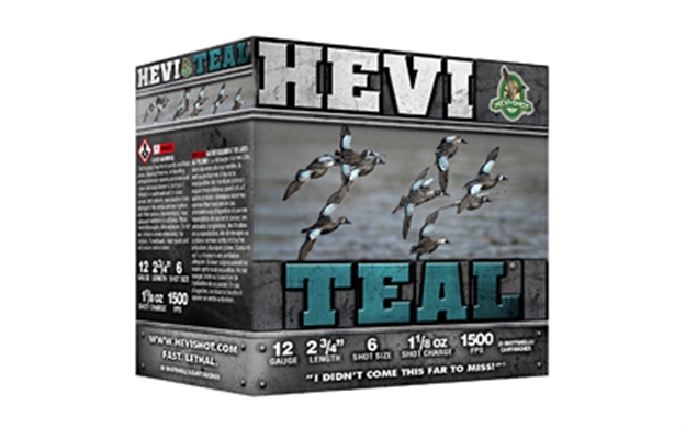 Picture of Hevishot Hevi-Teal Shotshell 12 Ga, 2-3/4 In, No. 6, 1-1/8 Oz, 1500 Fps, 25 Rnd Per Box 61226 816383612262