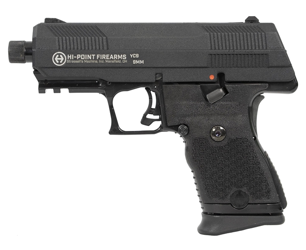 Picture of Hi-Point Yc9 Yc9  9Mm Luger 10+1 4.12" Black Steel Threaded Barrel, Black Yc9 Styled/Serrated Slide, Black Polymer Frame W/Picatinny Rail, Black Plastic Grips GYC9