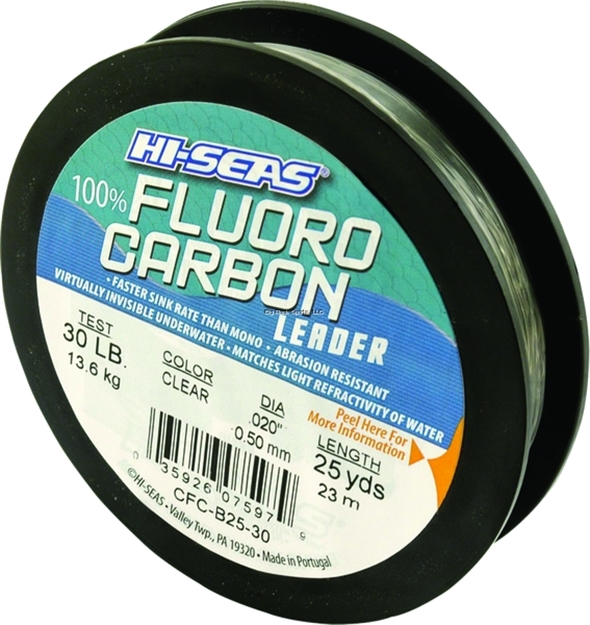 Picture of Hi-Seas 100% Fluorocarbon Leader, 60 LB Test, .030 IN (0.75 Mm) Diam, Clear, 25 YD