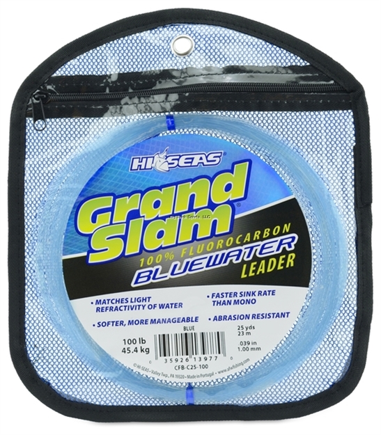 Picture of Hi-Seas Grand Slam Bluewater 100% Fluorocarbon Leader, 100 LB (45.4 Kg) Test, .039 IN (1.00 Mm) Dia, Blue, 25 YD (23 M)
