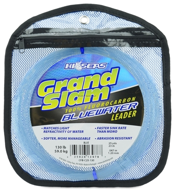 Picture of Hi-Seas Grand Slam Bluewater 100% Fluorocarbon Leader, 130 LB (59.0 Kg) Test, .047 IN (1.20 Mm) Dia, Blue, 25 YD (23 M)