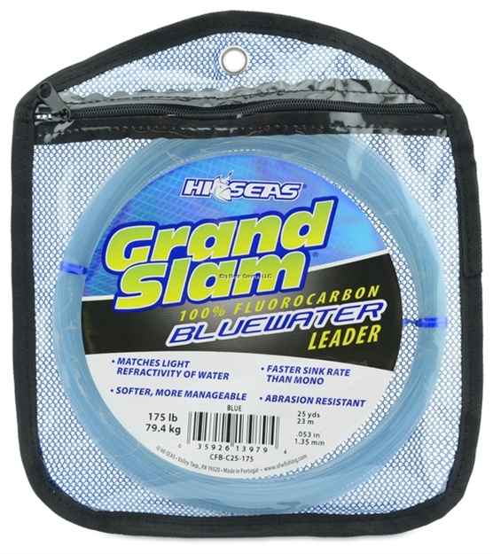 Picture of Hi-Seas Grand Slam Bluewater 100% Fluorocarbon Leader, 175 LB (79.3 Kg) Test, .053 IN (1.35 Mm) Dia, Blue, 25 YD (23 M)