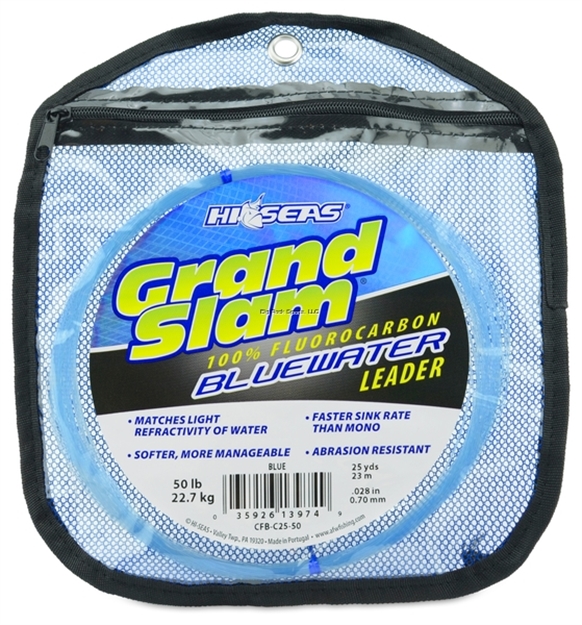 Picture of Hi-Seas Grand Slam Bluewater 100% Fluorocarbon Leader, 50 LB (22.6 Kg) Test, .028 IN (0.70 Mm) Dia, Blue, 25 YD (23 M)