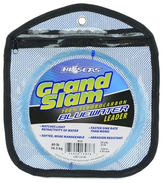 Picture of Hi-Seas Grand Slam Bluewater 100% Fluorocarbon Leader, 80 LB (36.3 Kg) Test, .035 IN (0.90 Mm) Dia, Blue, 25 YD (23 M)