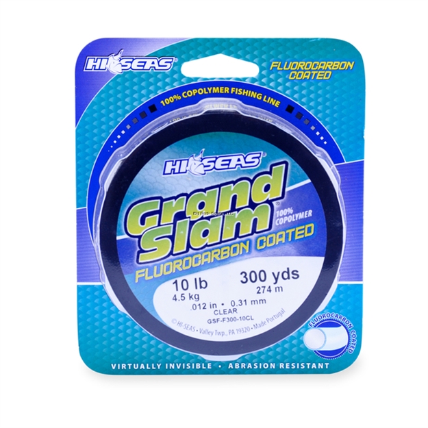 Picture of Hi-Seas Grand Slam Fluorocarbon Coated Fishing Line, 10 LB (4.5 Kg) Test, .012 IN (0.31 Mm) Diam, Clear, 300 YD