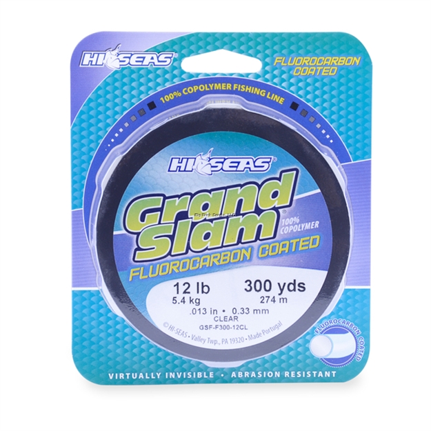 Picture of Hi-Seas Grand Slam Fluorocarbon Coated Fishing Line, 12 LB (5.4 Kg) Test, .013 IN (0.33 Mm) Diam, Clear, 300 YD