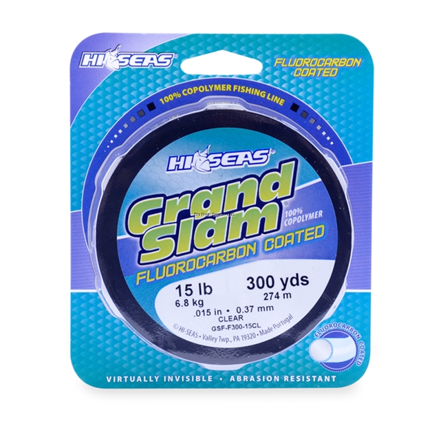 Picture of Hi-Seas Grand Slam Fluorocarbon Coated Fishing Line, 15 LB (6.8 Kg) Test, .015 IN (0.37 Mm) Diam, Clear, 300 YD