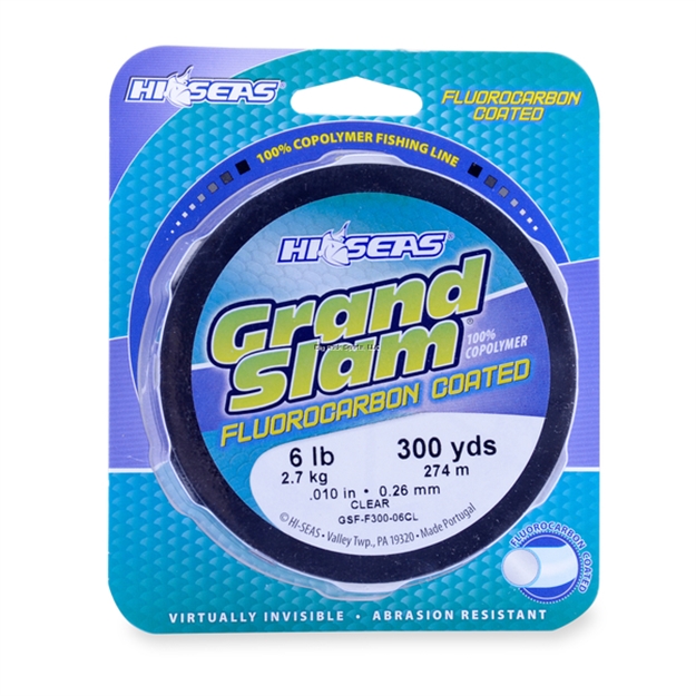 Picture of Hi-Seas Grand Slam Fluorocarbon Coated Fishing Line, 6 LB (2.7 Kg) Test, .010 IN (0.26 Mm) Diam, Clear, 300 YD