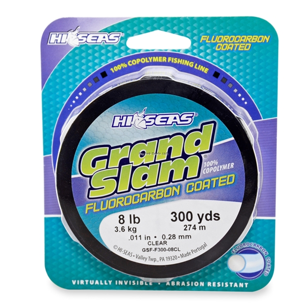 Picture of Hi-Seas Grand Slam Fluorocarbon Coated Fishing Line, 8 LB (3.6 Kg) Test, .011 IN (0.28 Mm) Diam, Clear, 300 YD