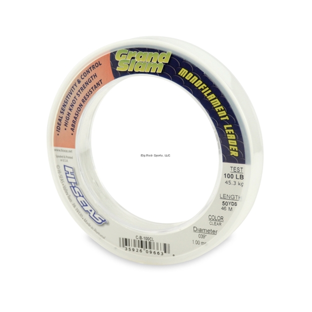 Picture of Hi-Seas Grand Slam Mono Leader, 100 LB 45.3 Kg) Test, .039 IN (1.00 Mm) Dia, Clear, 50 YD (46 M)