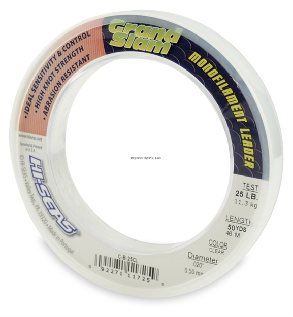 Picture of Hi-Seas Grand Slam Mono Leader, 25 LB (13.6 Kg) Test, .020 IN (0.50 Mm) Dia, Clear, 50 YD (46 M)