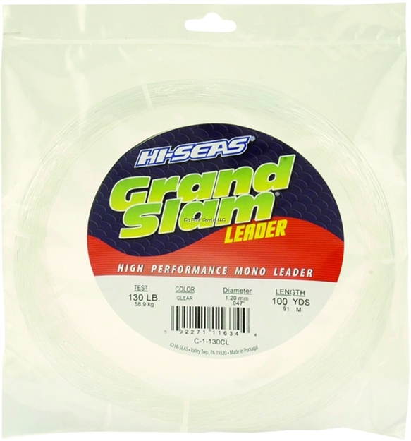 Picture of Hi-Seas Grand Slam Monofilament Leader, 100 LB Test, .039 IN (1.00 Mm) Diam, Clear, 100 YD