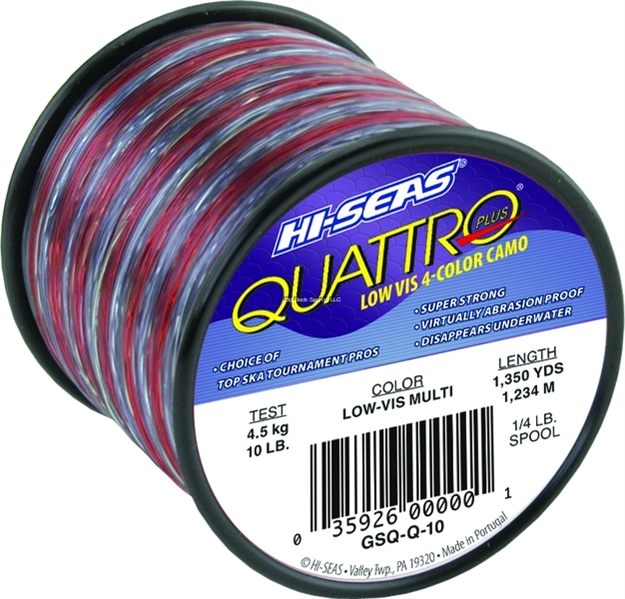 Picture of Hi-Seas Quattro Monofilament Line, 10 LB (4.5 Kg) Test, .012 IN (0.30 Mm) Diam, 4-Color Camo, 1350 YD