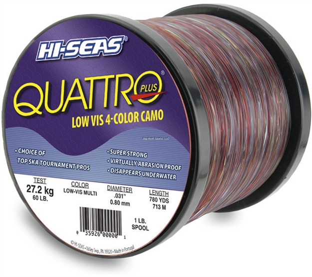 Picture of Hi-Seas Quattro Monofilament Line, 15 LB (6.8 Kg) Test, .016 IN (0.40 Mm) Diam, 4-Color Camo, 3200 YD
