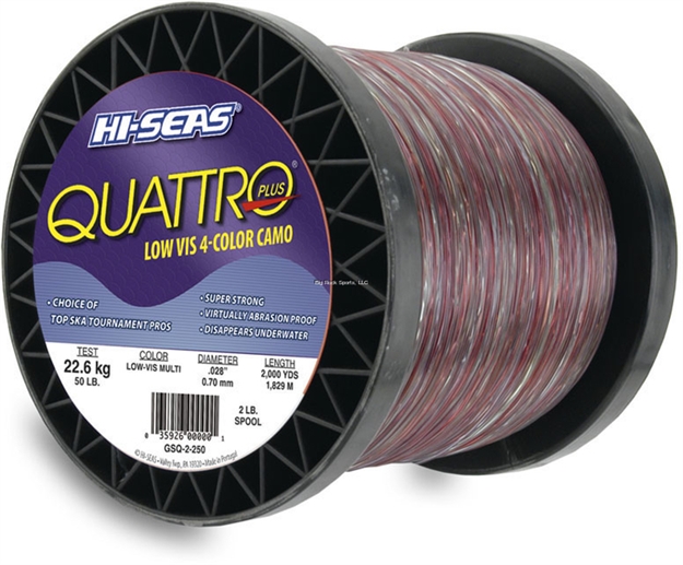 Picture of Hi-Seas Quattro Monofilament Line, 20 LB (9.0 Kg) Test, .018 IN (0.45 Mm) Diam, 4-Color Camo, 5200 YD