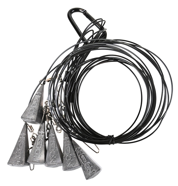 Picture of  Higdon Outdoors 30322 Battleship Rig  Black Nylon 36" Long Features 4 OZ Steel Weights 6 Pack