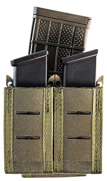 Picture of  High Speed Gear 41Pt02od Taco Duty Double Pistol Mag, OD Green Nylon With Molle Exterior, Fits Molle & 2" Belt