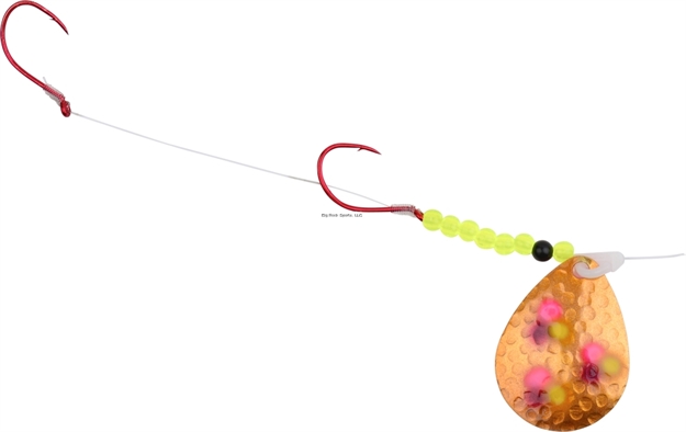 Picture of Hildebrandt Hammer Time Walleye Spinner, Freshwater, Double Hook, #4 Blade, Confusion, 12/Pkg