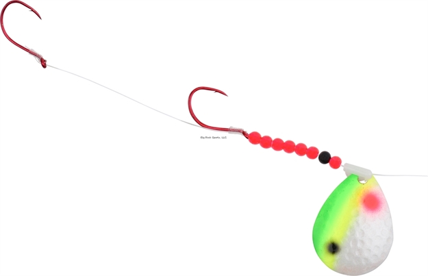 Picture of Hildebrandt Hammer Time Walleye Spinner, Freshwater, Double Hook, #4 Blade, Yellow Tail, 12/Pkg