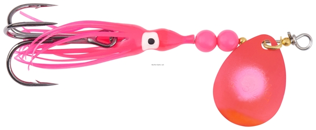 Picture of Hildebrandt Hildebrant Salmon Spinner W/Squid, SZ 4, Met Cerise Flo Red Dot, Red Yamashite Squid