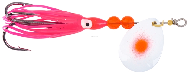 Picture of Hildebrandt Hildebrant Salmon Spinner W/Squid, SZ 4, Pearl Red Dot, Red Yamashite Squid