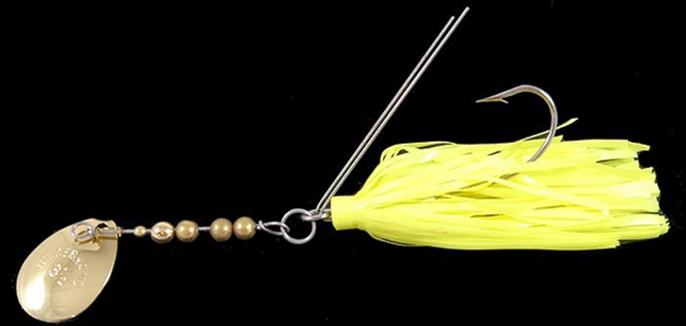 Picture of Hildebrandt Snagless Sally Spinner, 4 1/2", 1/2 Oz, 4/0 Hook, Chartreuse Skirt With Gold Blade 4.5SSG-CHR