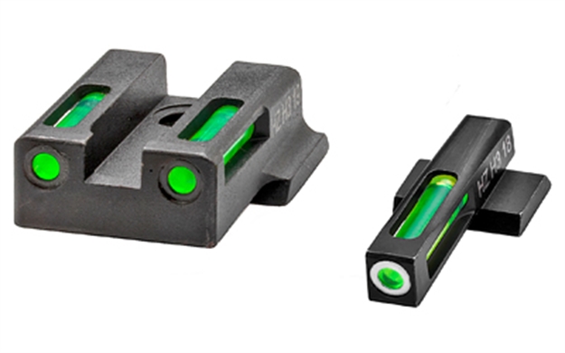 Picture of  Hiviz 9Ezn321 Litewave H3 Sight Set For S&W 9Ez Green Tritium White Outline Front Sight-Green Fiber Optic Rear Sight