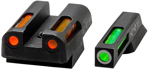 Picture of  Hiviz Czn421 Litewave H3 Fiber-Optic Sight Set Green Tritium/White Outline W/ Litepipes Orange Fits CZ 75, 85, P-01
