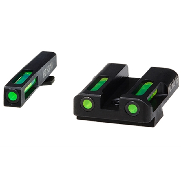 Picture of  Hiviz Gln325 Litewave H3 Sight Set For Glock Green Tritium White Outline Front Sight-Green Fiber Optic Rear Sight