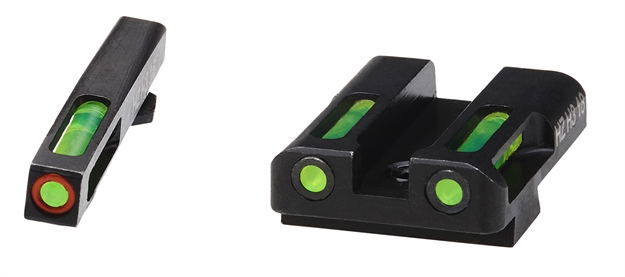 Picture of  Hiviz Gln525 Litewave H3 Sight Set For Glock Green Tritium Orange Outline Front Sight-Green Fiber Optic Rear Sight 613485589856