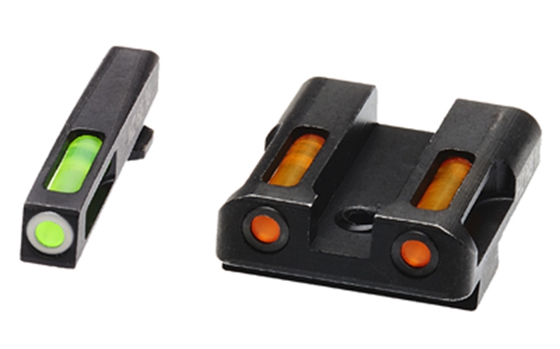 Picture of  Hiviz Gln425 Litewave H3 Sight Set For Glock Green Tritium White Outline Front Sight-Orange Fiber Optic Rear Sight