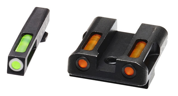 Picture of  Hiviz Gln429 Litewave H3 Sight Set For Glock Green Tritium White Outline Front Sight-Orange Fiber Optic Rear Sight 613485589788