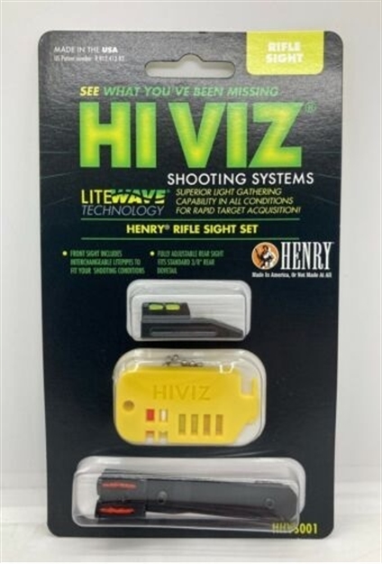 Picture of  Hiviz Hhvs001 Henry .22 LR Interchangeable Front Sight Set  Black Green, Red, White Litepipes For Henry Lever Action 613485588835