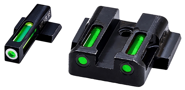 Picture of Hiviz Litewave H3 Sight Tritium, Green Litepipes W/White Front Ring, Fits M&P Fullsize And Compact IN All Calibers MPN321