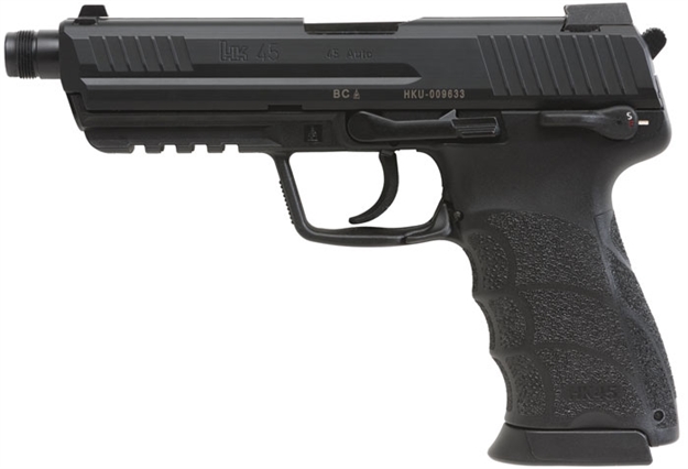 Picture of Heckler & Koch 81000030 Heckler & Koch45 Tactical V1 45 Acp 10+1, 5.20" Black Steel Threaded Barrel, Serrated Steel Slide, Polymer Frame W/Picatinny Rail, Black Interchangeable Backstrap Grip, Ambidextrous 745001T-A5