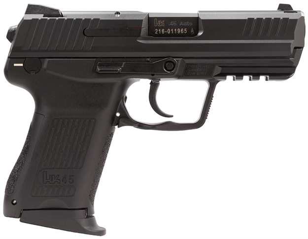 Picture of Heckler & Koch 81000020 Heckler & Koch45 V7 Lem Compact Frame 45 Acp 8+1 3.94" Black Polygonal Rifled Barrel, Serrated Steel Slide, Polymer Frame W/Picatinny Rail, Black Interchangeable Backstrap Grip, Ambidextrous 745037A5